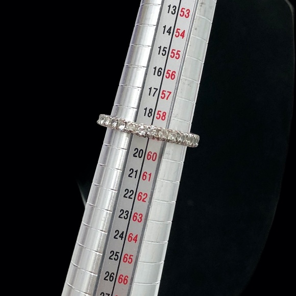 VINTAGE ETERNITY BAND WITH ROUND 2MM CLEAR STONES IN SILVER TONE - Picture 6 of 12